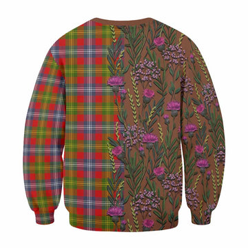 Forrester (Foster) Family Crest Tartan Sweatshirt Scottish Thistle Flower Pattern Half Style