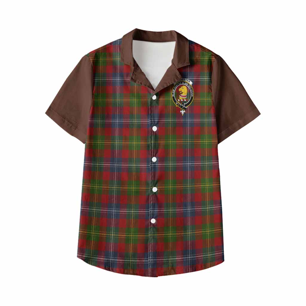 Forrester (Foster) Tartan Accent Kid Hawaiian Shirt with Family Crest