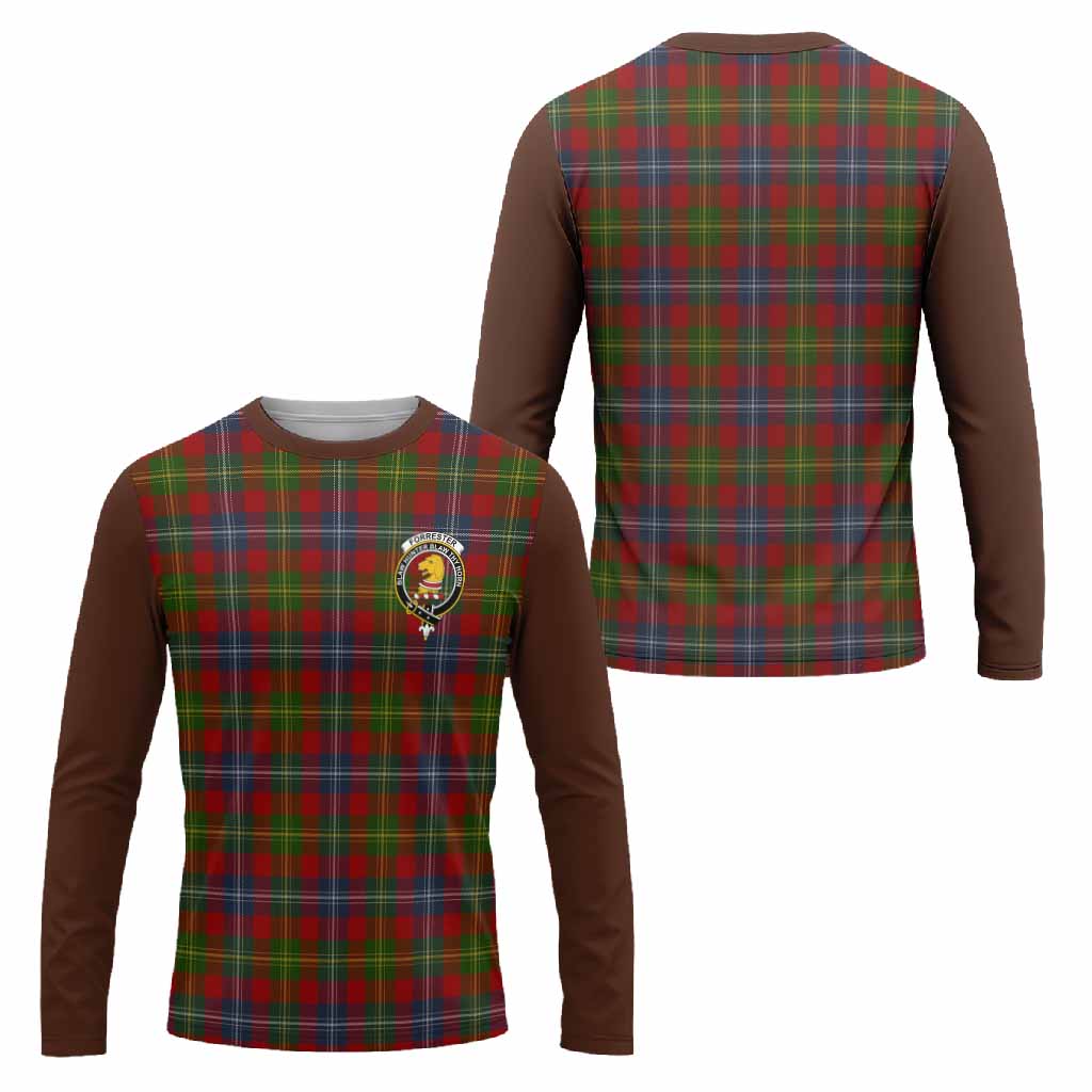 Forrester (Foster) Tartan Accent Long Sleeve T-Shirt with Family Crest