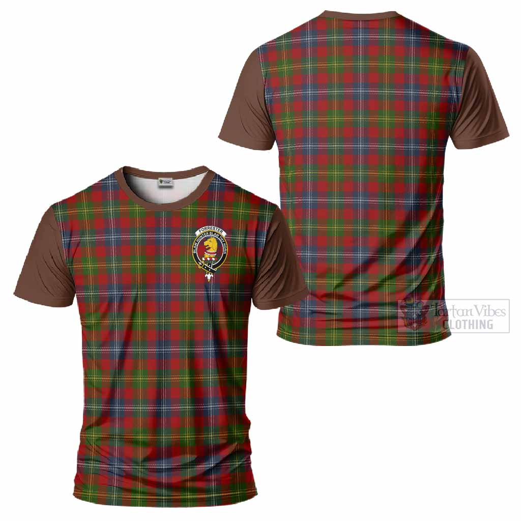 Forrester (Foster) Tartan Accent T-Shirt with Family Crest