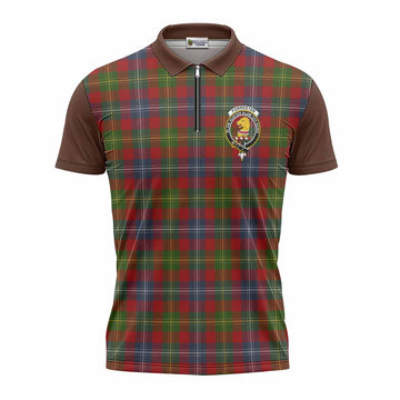 Forrester (Foster) Tartan Accent Zipper Polo Shirt with Family Crest