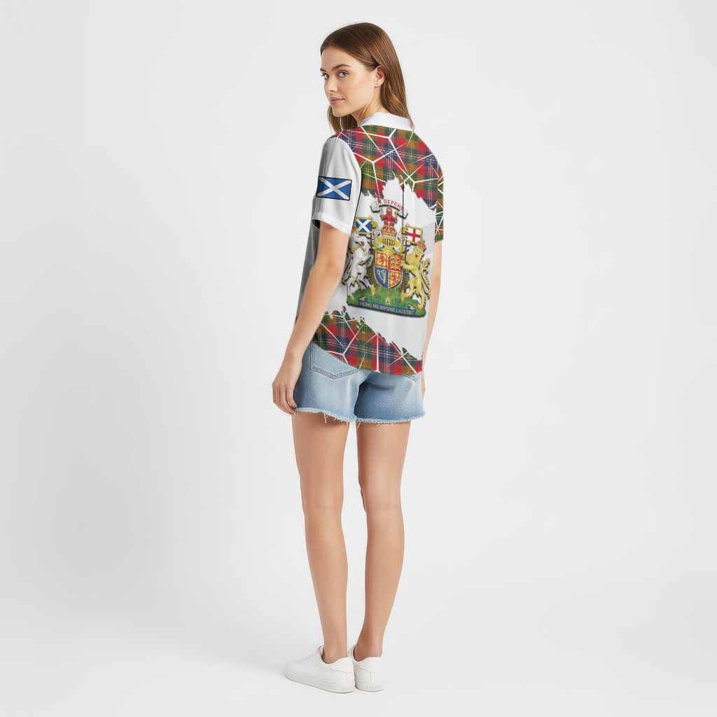 Forrester (Foster) Tartan Cotton Hawaiian Shirt with Family Crest and Lion Rampant Grunge Style