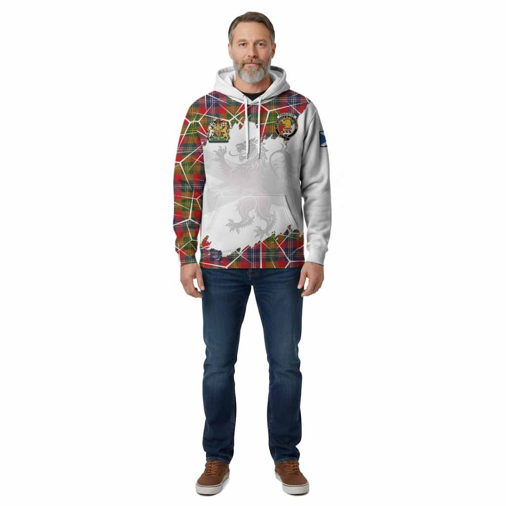 Forrester (Foster) Tartan Cotton Hoodie with Family Crest and Lion Rampant Grunge Style