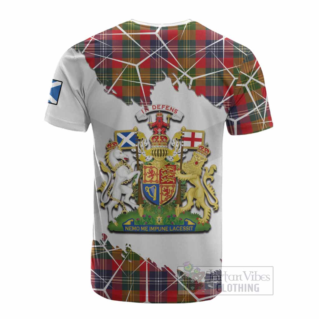 Forrester (Foster) Tartan Cotton T-shirt with Family Crest and Lion Rampant Grunge Style
