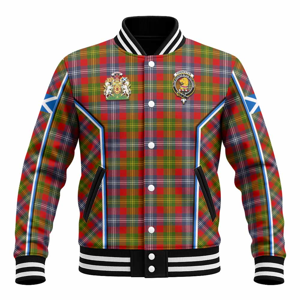 Forrester (Foster) Tartan Crest Baseball Jacket Scotland Coat of Arm Flag Style - Tartan Vibes Clothing