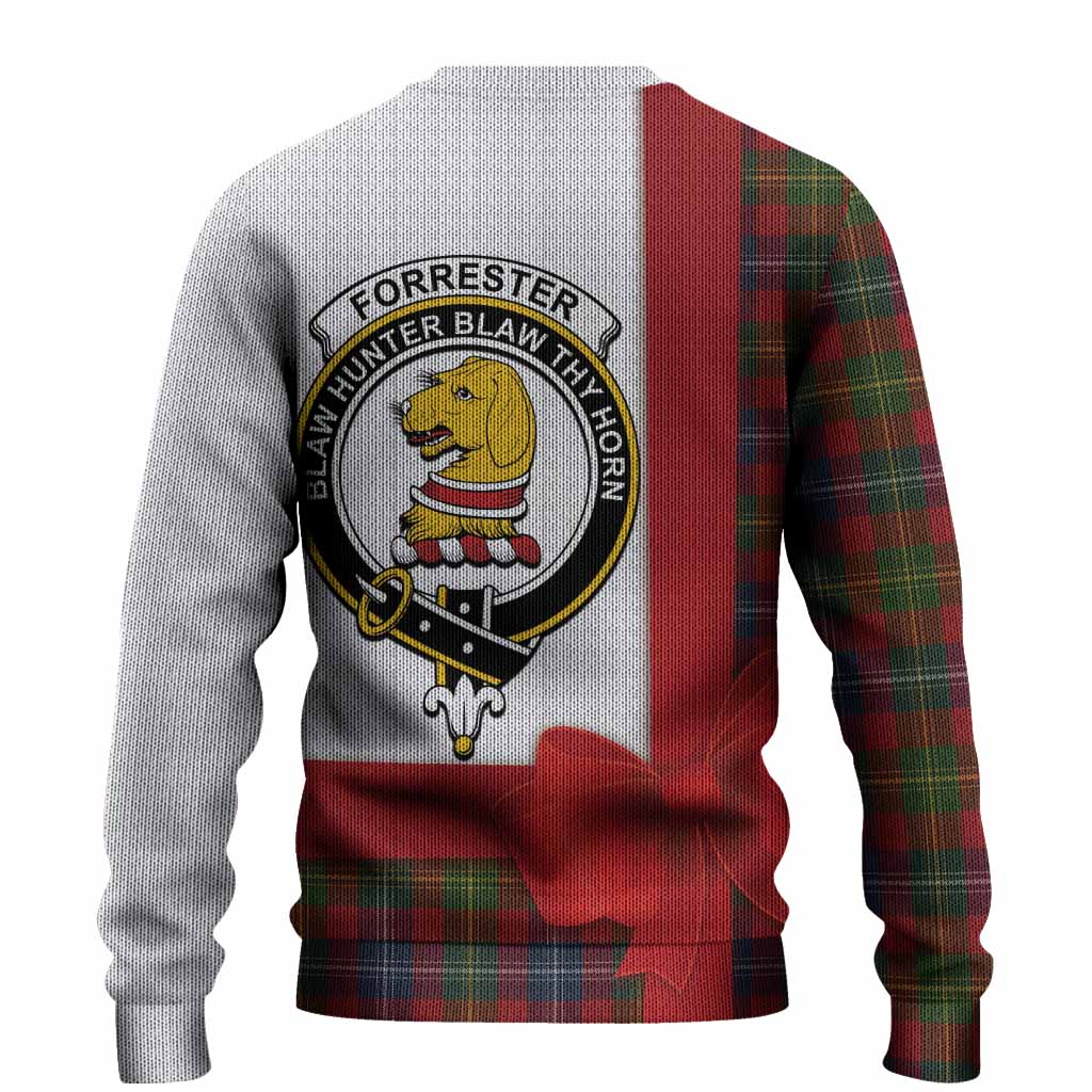 Forrester (Foster) Tartan Crest Christmas Christmas Ugly Sweater Highland Cow Bagpipes Coquette Bow Style