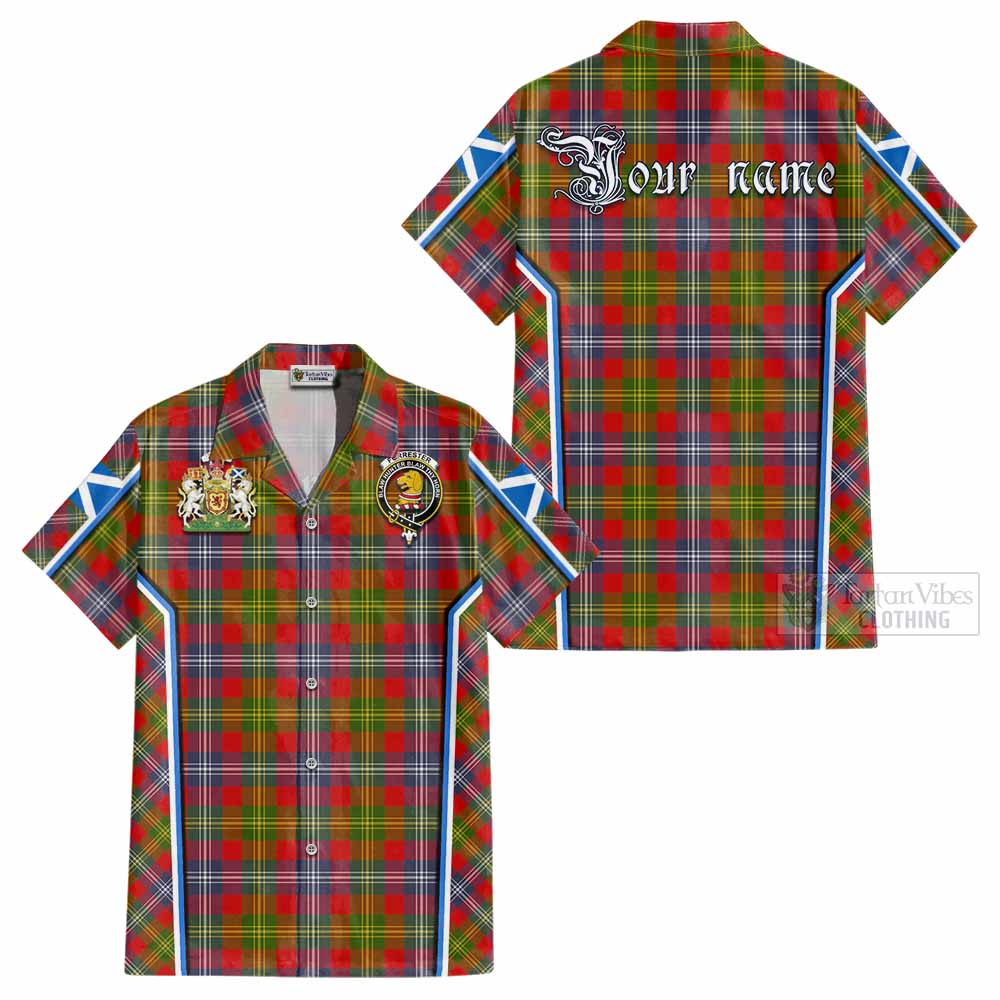 Forrester (Foster) Tartan Crest Cotton Hawaiian Shirt Scotland Coat of Arm Flag Style - Tartan Vibes Clothing