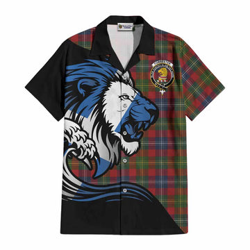 Forrester (Foster) Tartan Crest Cotton Hawaiian Shirt Scottish Golden Lions Wave Flow