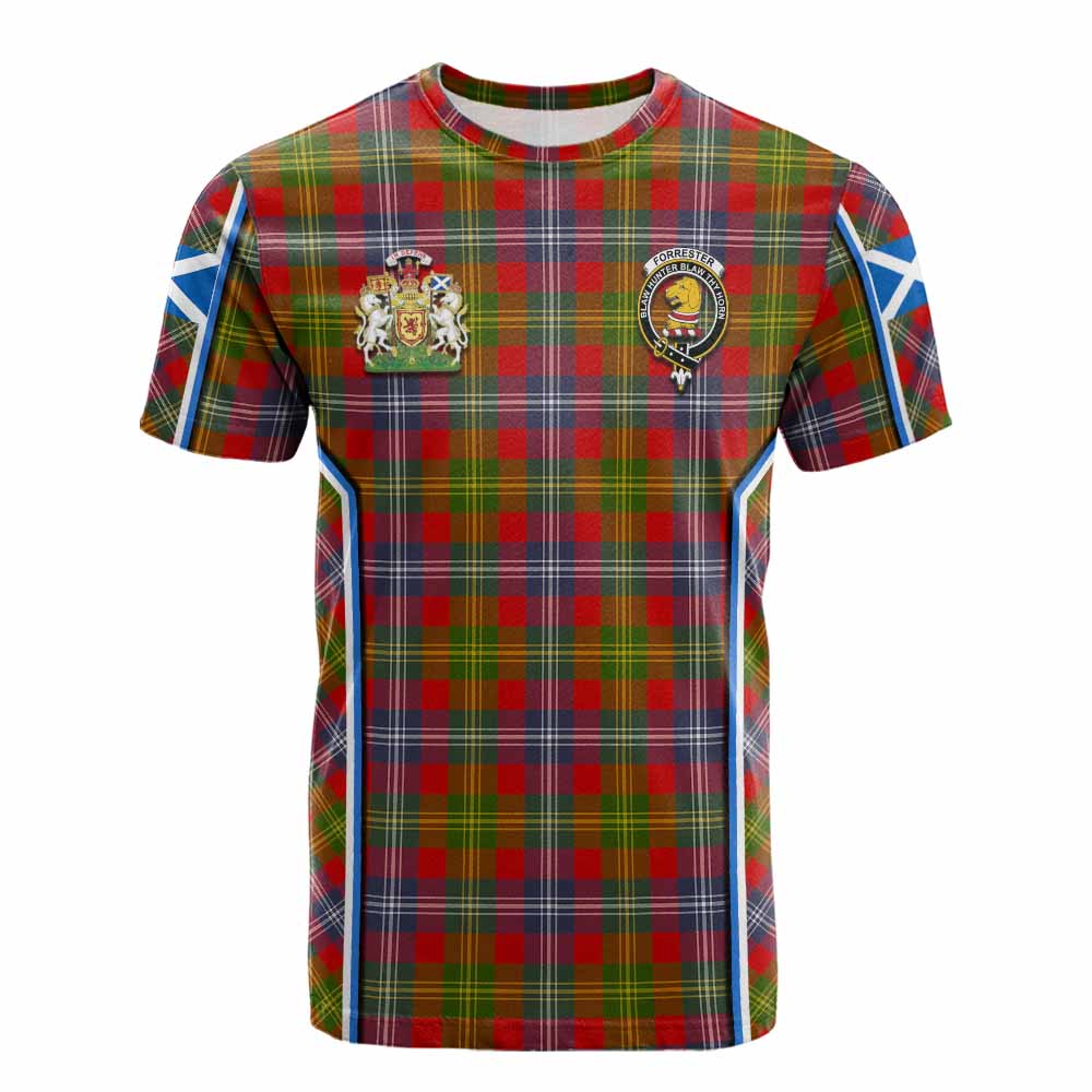 Forrester (Foster) Tartan Crest Cotton T-shirt Scotland Coat of Arm Flag Style - Tartan Vibes Clothing