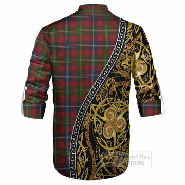 Forrester (Foster) Tartan Crest Ghillie Shirt Celtic Knot and Triple Trickle Spiral Symbols
