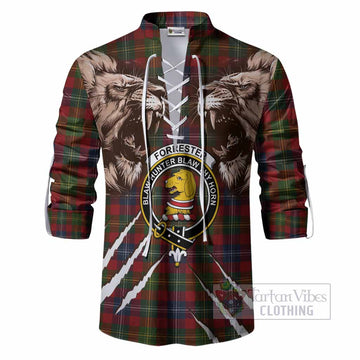 Forrester (Foster) Tartan Crest Ghillie Shirt Ferocious Lion Style