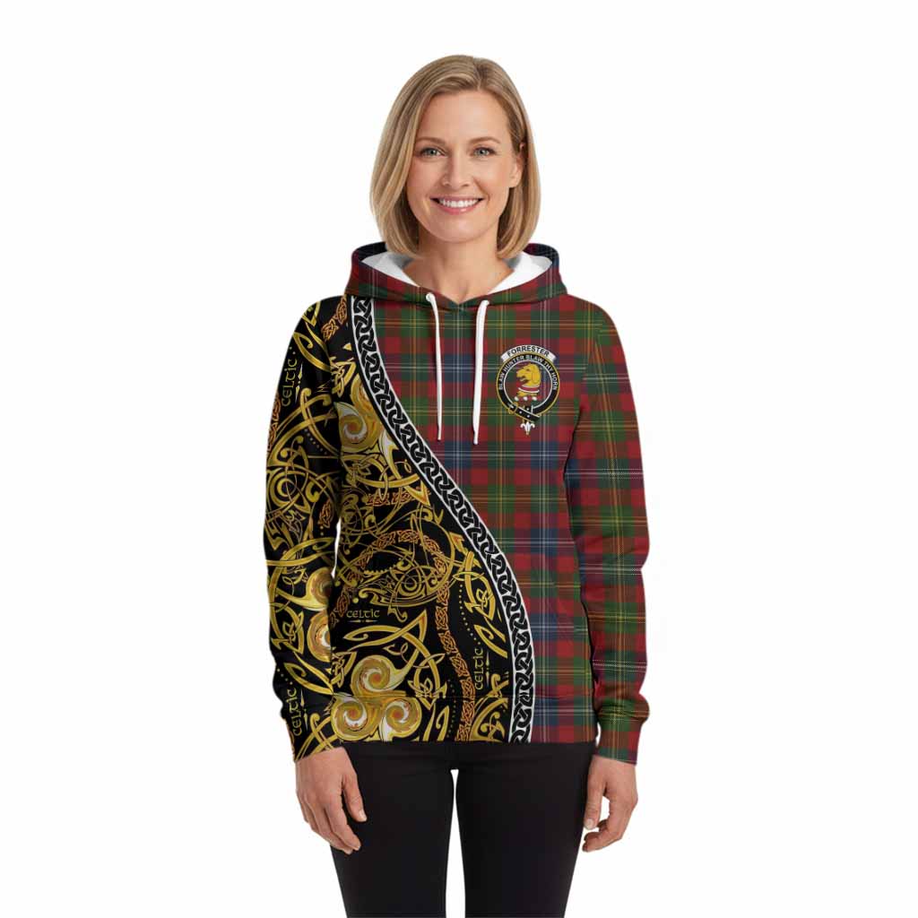 Forrester (Foster) Tartan Crest Hoodie Celtic Knot and Triple Trickle Spiral Symbols