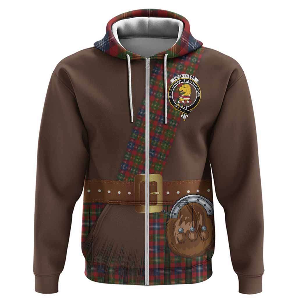 Forrester (Foster) Tartan Crest Hoodie Kilt Costume Style