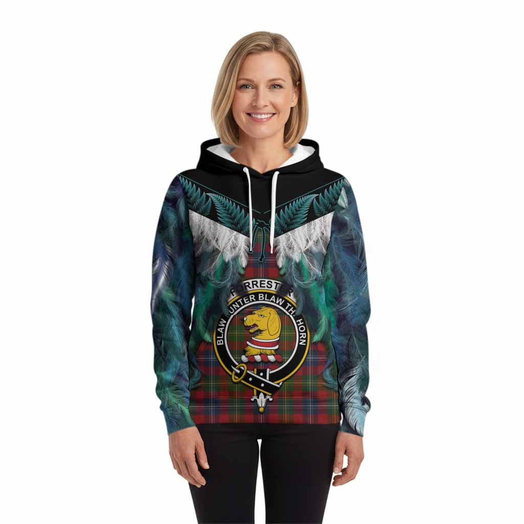 Forrester (Foster) Tartan Crest Hoodie New Zealand Maori Korowai Cloak