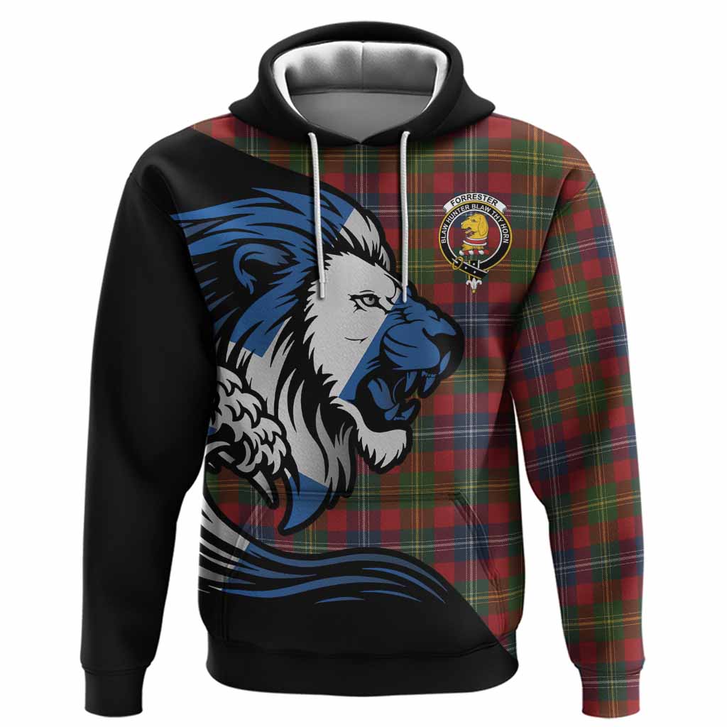 Forrester (Foster) Tartan Crest Hoodie Scottish Golden Lions Wave Flow