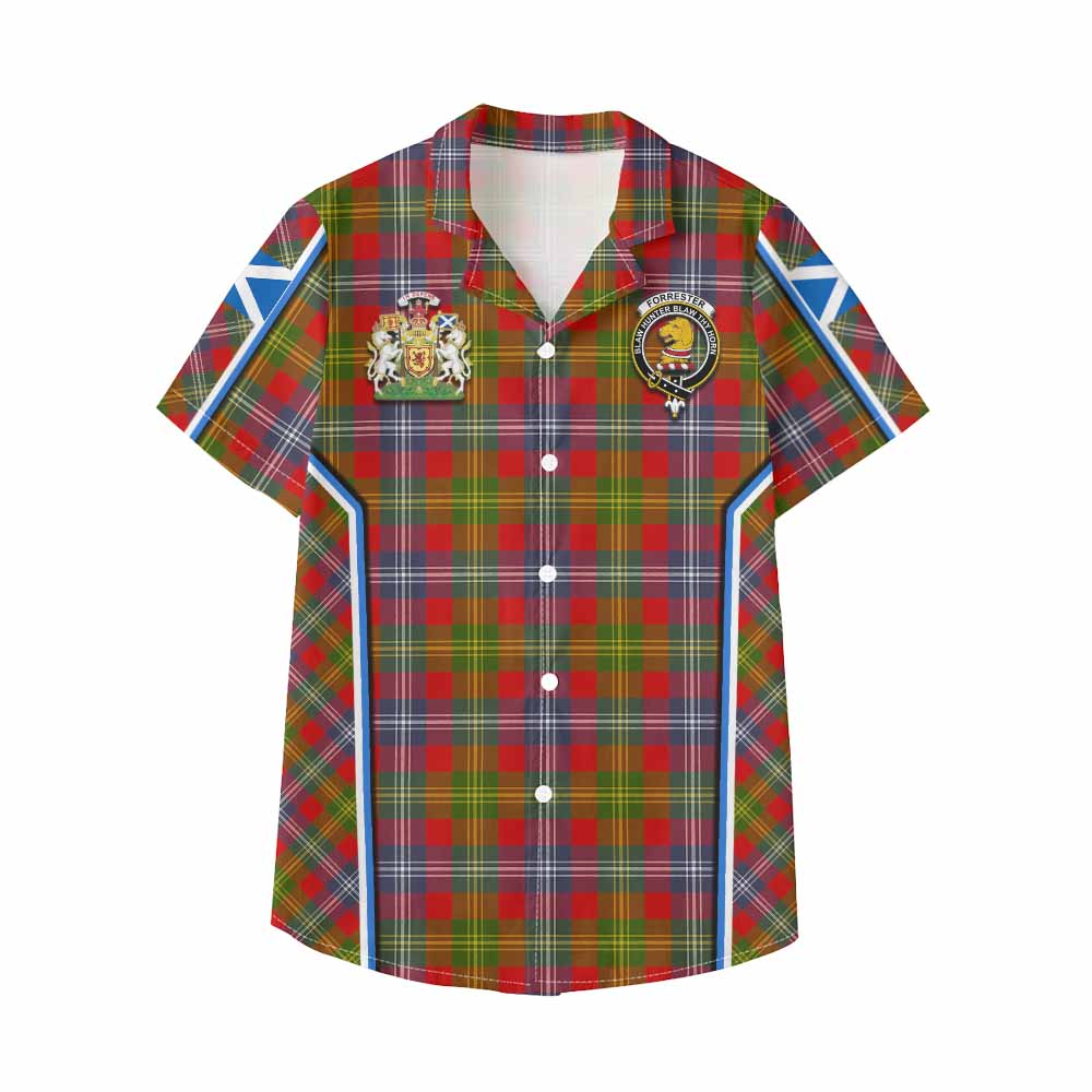 Forrester (Foster) Tartan Crest Kid Hawaiian Shirt Scotland Coat of Arm Flag Style - Tartan Vibes Clothing
