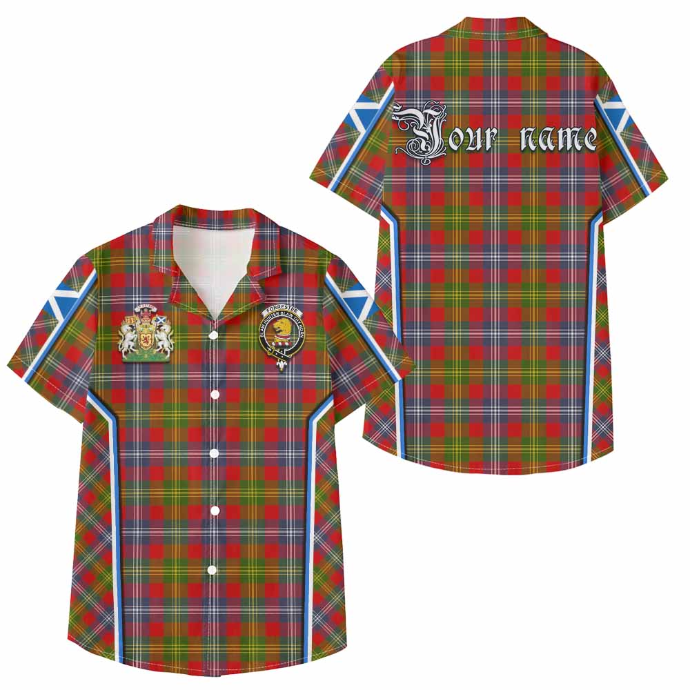 Forrester (Foster) Tartan Crest Kid Hawaiian Shirt Scotland Coat of Arm Flag Style - Tartan Vibes Clothing
