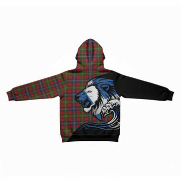Forrester (Foster) Tartan Crest Kid Hoodie Scottish Golden Lions Wave Flow