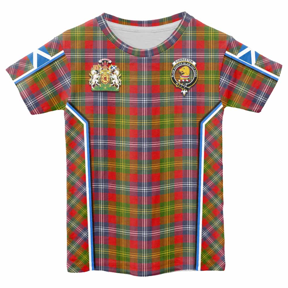 Forrester (Foster) Tartan Crest Kid T-shirt Scotland Coat of Arm Flag Style - Tartan Vibes Clothing