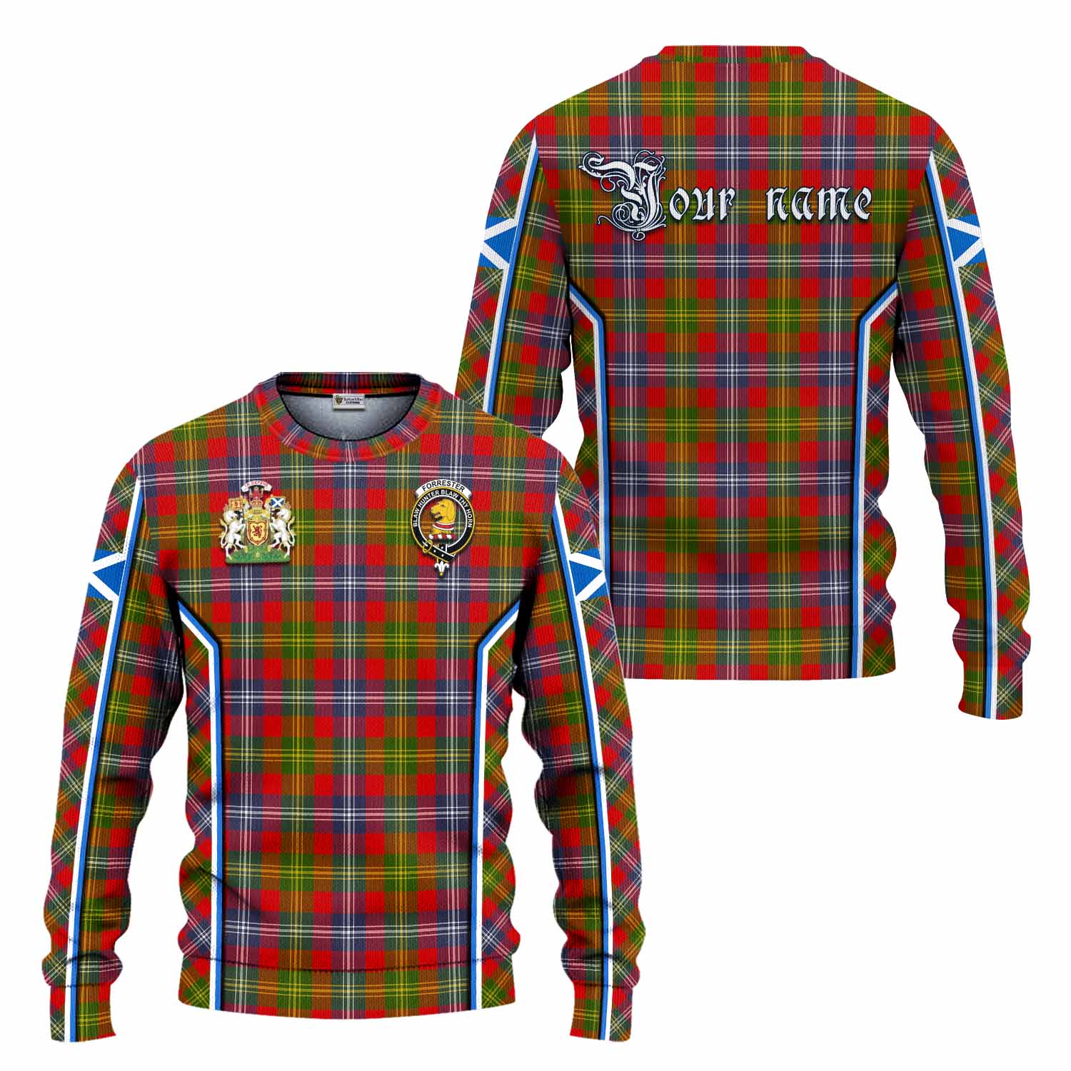 Forrester (Foster) Tartan Crest Knitted Sweater Scotland Coat of Arm Flag Style - Tartan Vibes Clothing