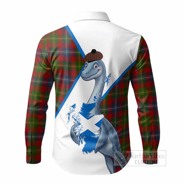 Forrester (Foster) Tartan Crest Loch Ness Monster Long Sleeve Button Shirts Nessie Scottish Map Tha Gradh Agam Air Alba