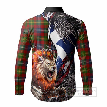 Forrester (Foster) Tartan Crest Long Sleeve Button Shirts Heritage Flag Grunge Celtic Knot and Lion Rampant