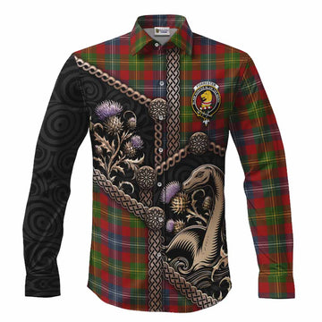Forrester (Foster) Tartan Crest Long Sleeve Button Shirts Scottish Thistle Loch Ness Monster