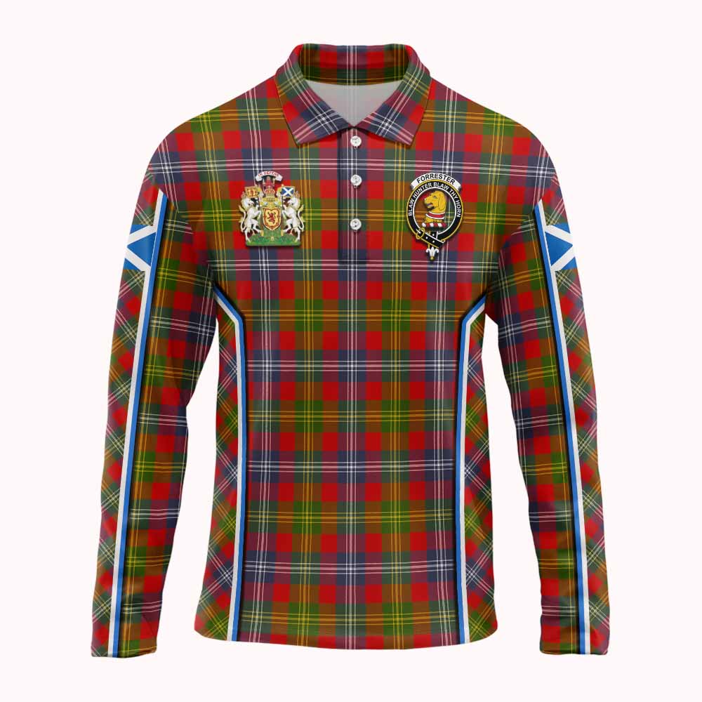 Forrester (Foster) Tartan Crest Long Sleeve Polo Shirt Scotland Coat of Arm Flag Style - Tartan Vibes Clothing