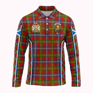 Forrester (Foster) Tartan Crest Long Sleeve Polo Shirt Scotland Coat of Arm Flag Style