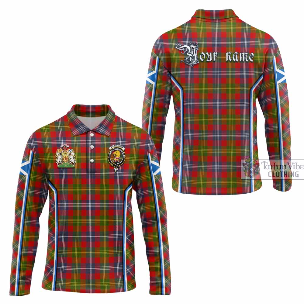Forrester (Foster) Tartan Crest Long Sleeve Polo Shirt Scotland Coat of Arm Flag Style - Tartan Vibes Clothing