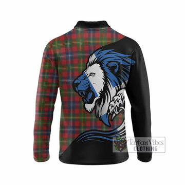 Forrester (Foster) Tartan Crest Long Sleeve Polo Shirt Scottish Golden Lions Wave Flow