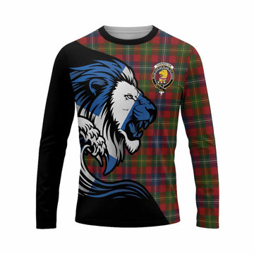 Forrester (Foster) Tartan Crest Long Sleeve T-Shirt Scottish Golden Lions Wave Flow
