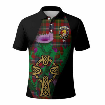 Forrester (Foster) Tartan Crest Polo Shirt Celtic Cross Thistle Flowers