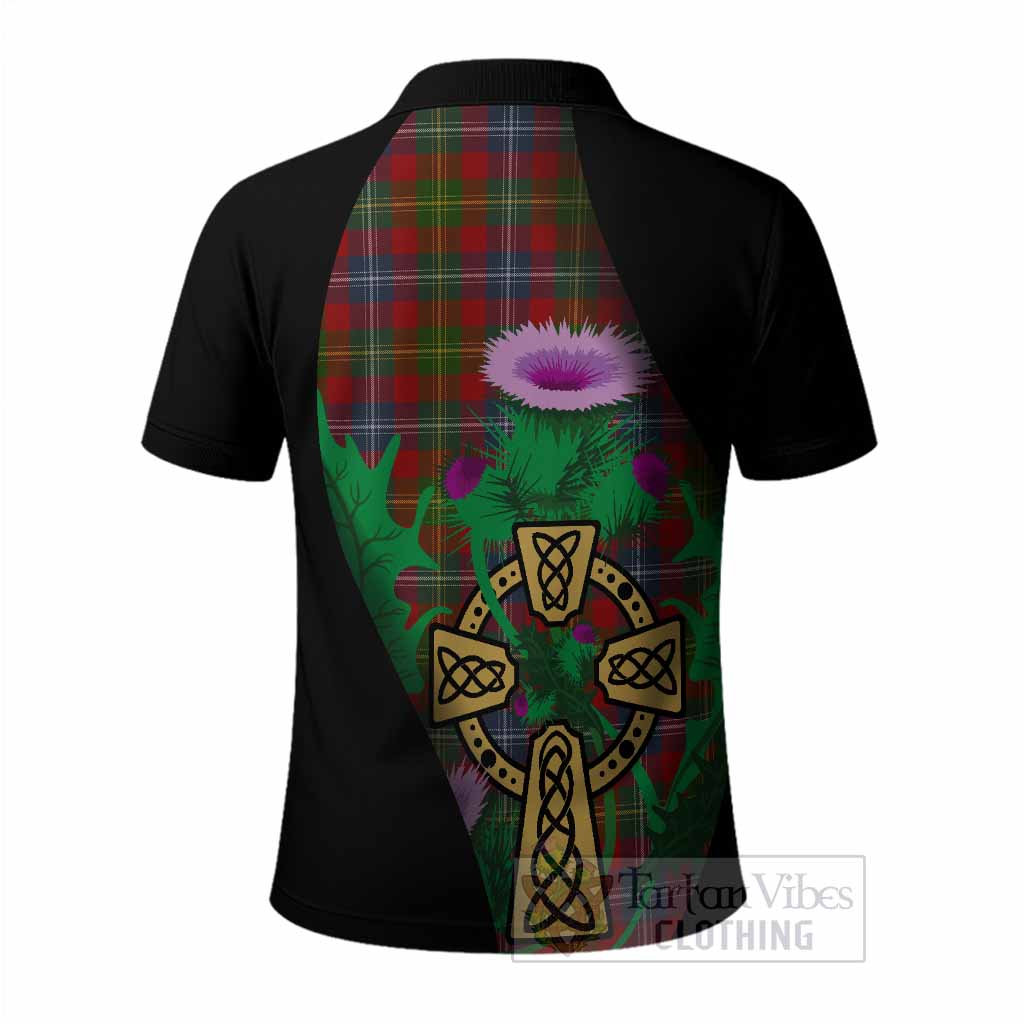 Forrester (Foster) Tartan Crest Polo Shirt Celtic Cross Thistle Flowers