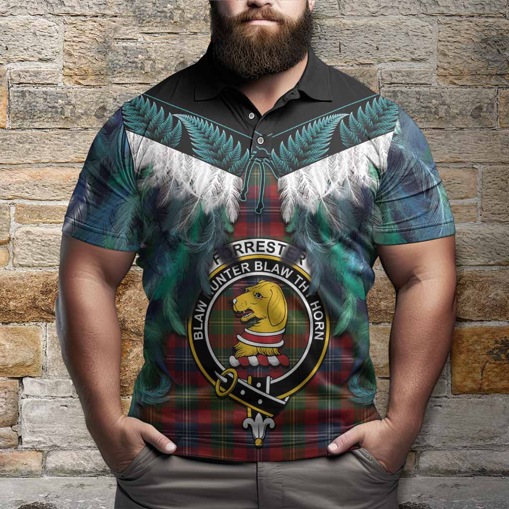 Forrester (Foster) Tartan Crest Polo Shirt New Zealand Maori Korowai Cloak
