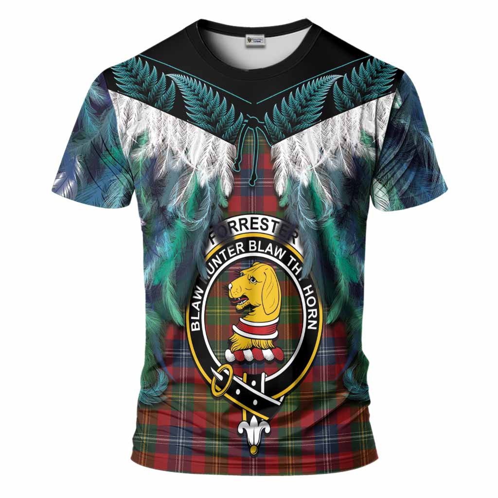 Forrester (Foster) Tartan Crest T-Shirt New Zealand Maori Korowai Cloak