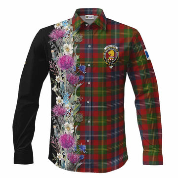 Forrester (Foster) Tartan Crest Thistle Floral Long Sleeve Button Shirts