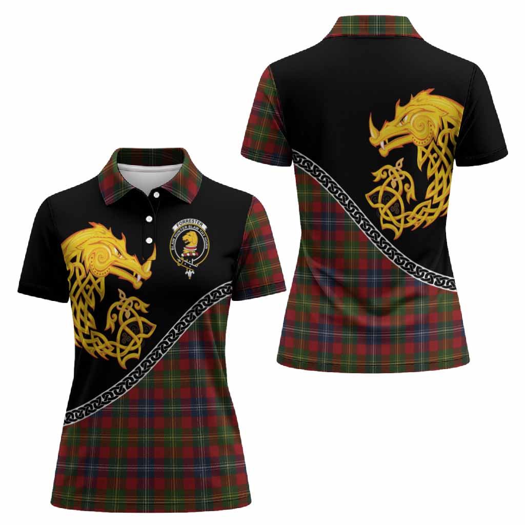 Forrester (Foster) Tartan Crest Women Polo Shirt Legendary Dragon Knot Half Style