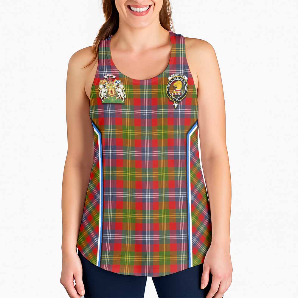 Forrester (Foster) Tartan Crest Women Racerback Tanks Scotland Coat of Arm Flag Style - Tartan Vibes Clothing