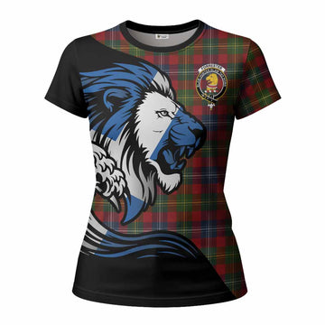 Forrester (Foster) Tartan Crest Women T shirt Scottish Golden Lions Wave Flow