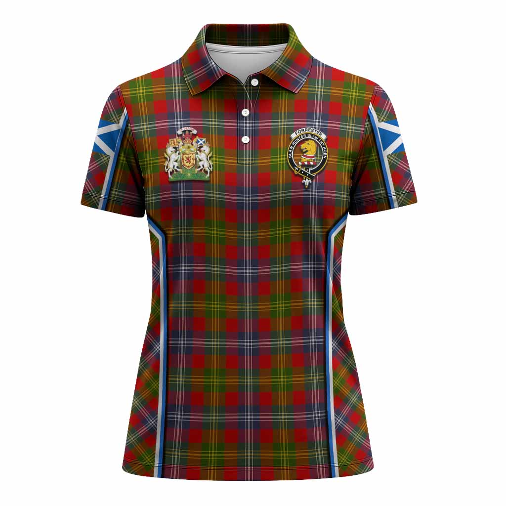 Forrester (Foster) Tartan Crest Women's Polo Shirt Scotland Coat of Arm Flag Style - Tartan Vibes Clothing