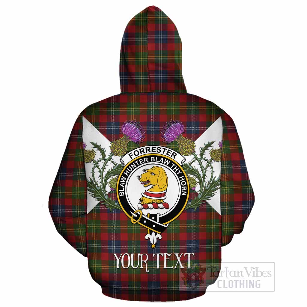 Forrester (Foster) Tartan Family Crest Cotton Hoodie Scottish Burns Night Thistle Floral