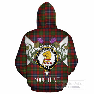Forrester (Foster) Tartan Family Crest Cotton Hoodie Scottish Burns Night Thistle Floral