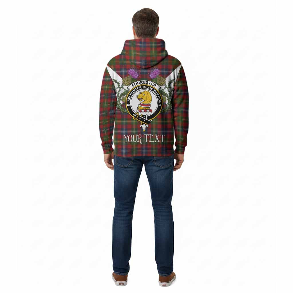 Forrester (Foster) Tartan Family Crest Cotton Hoodie Scottish Burns Night Thistle Floral