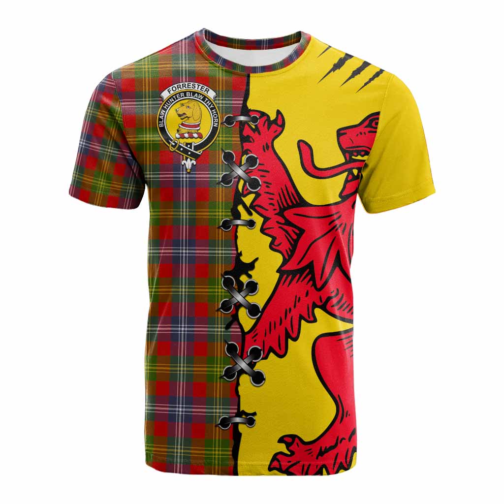 Forrester (Foster) Tartan Family Crest Cotton T-shirt Lion Rampant Honor - Tartan Vibes Clothing
