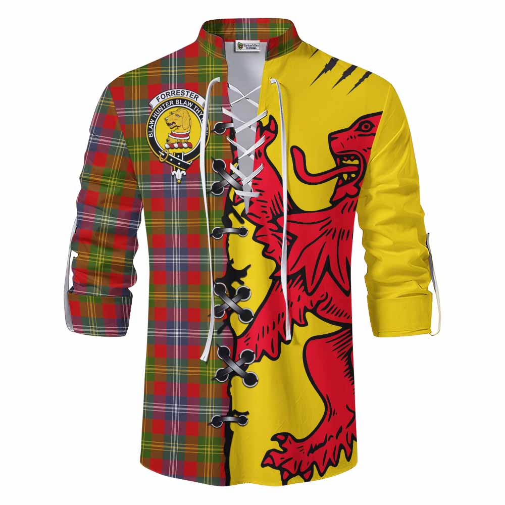 Forrester (Foster) Tartan Family Crest Ghillie Kilt Shirt Lion Rampant Honor - Tartan Vibes Clothing