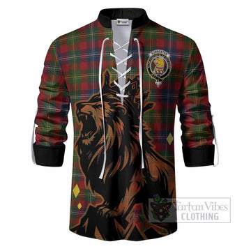 Forrester (Foster) Tartan Family Crest Ghillie Shirt Crowned Lion Roaring