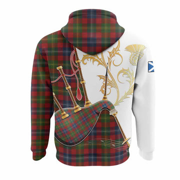 Forrester (Foster) Tartan Family Crest Hoodie Bagpipes with Scottish Thistle