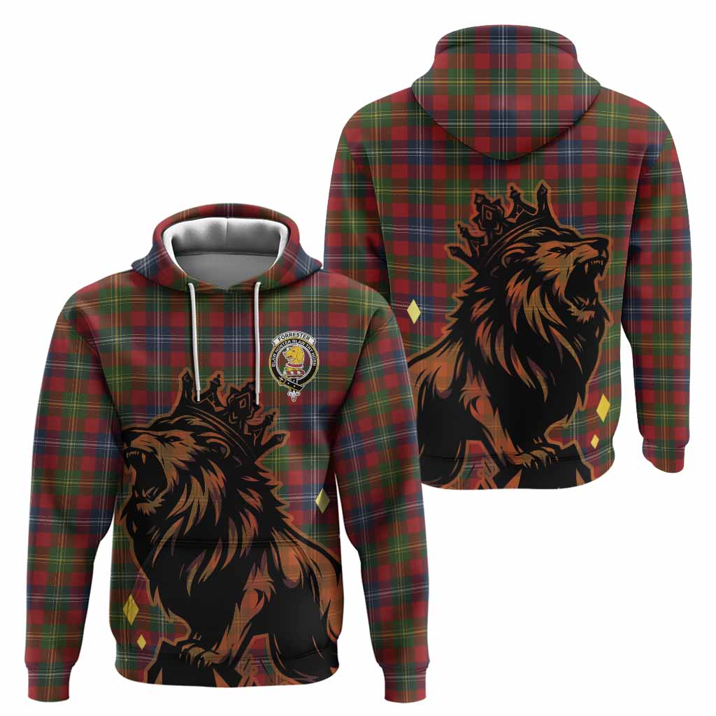 Forrester (Foster) Tartan Family Crest Hoodie Crowned Lion Roaring