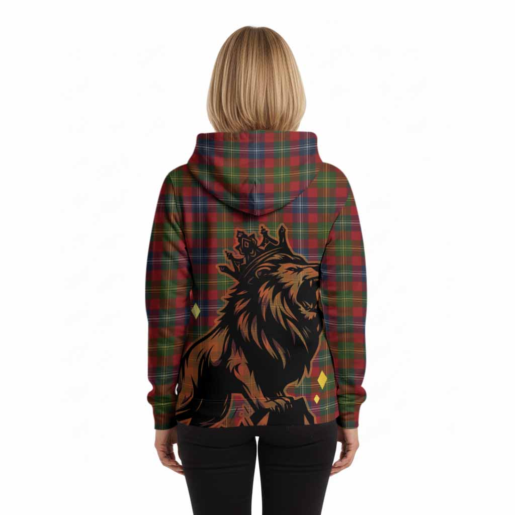 Forrester (Foster) Tartan Family Crest Hoodie Crowned Lion Roaring